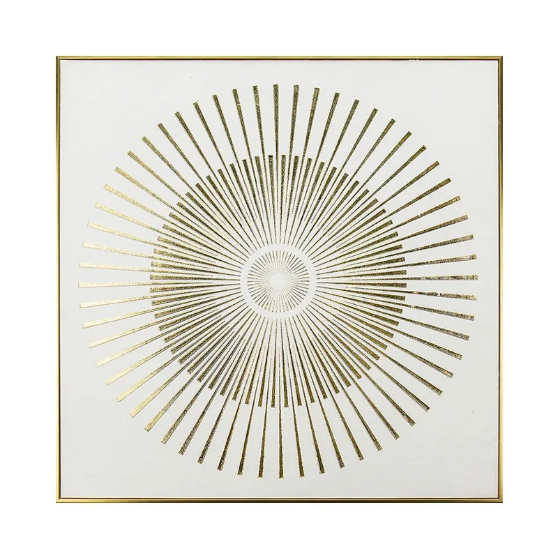 ΠΙΝΑΚΑΣ ΚΑΜΒΑΣ ΚΥΚΛΟΙ ΑΚΤΙΝΩΤΟΙ ΧΡΥΣΟ/ΛΕΥΚΟ ΑΝΑΓΛΥΦΟ ΕΦΕ ΣΕ ΚΟΡΝΙΖΑ - 70x70x3cm 12/ΚΙΒ