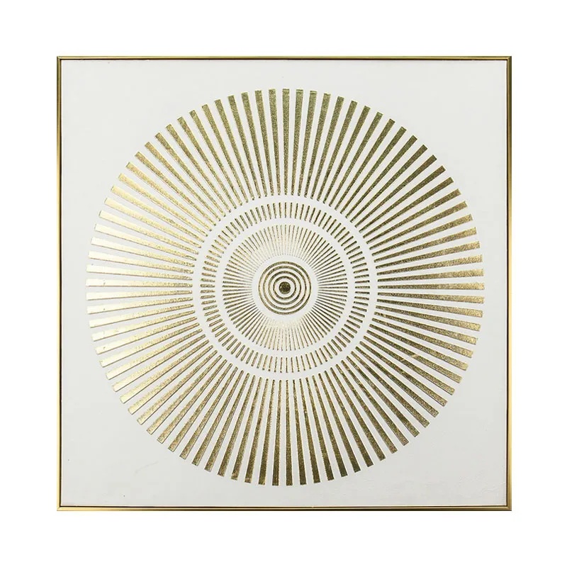 ΠΙΝΑΚΑΣ ΚΑΜΒΑΣ ΚΥΚΛΟΙ ΑΚΤΙΝΩΤΟΙ ΧΡΥΣΟ/ΛΕΥΚΟ ΑΝΑΓΛΥΦΟ ΕΦΕ ΣΕ ΚΟΡΝΙΖΑ - 70x70x3cm 12/ΚΙΒ