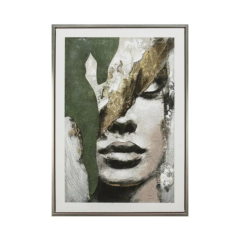 ΠΙΝΑΚΑΣ ΚΑΜΒΑΣ ΠΡΟΣΩΠΟ ΠΡΑΣΙΝΟ/ΧΡΥΣΟ/ΓΚΡΙ ΑΝΑΓΛΥΦΟ ΕΦΕ ΣΕ ΚΟΡΝΙΖΑ - 50x70x3.8cm 10/ΚΙΒ