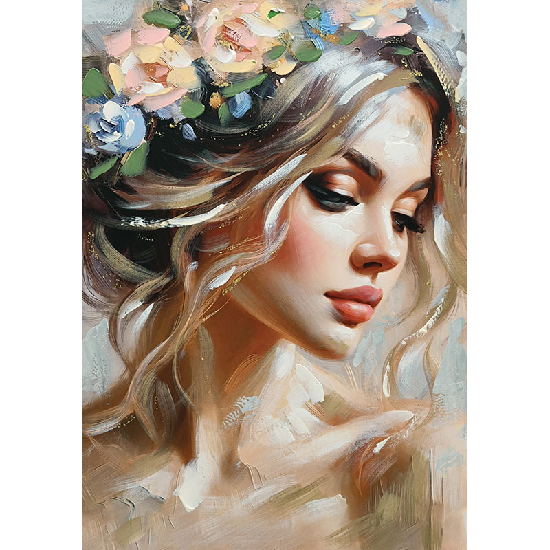 ΠΙΝΑΚΑΣ ΚΑΜΒΑΣ ΟΜΟΡΦΗ ΓΥΝΑΙΚΑ ΜΕ ΛΟΥΛΟΥΔΙΑ ΣΤΟ ΚΕΦΑΛΙ - 70x100cm 8/KIB