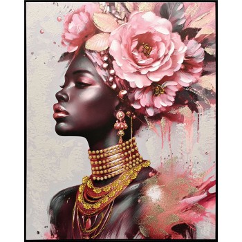 ΠΙΝΑΚΑΣ ΚΑΜΒΑΣ ΓΥΝΑΙΚΑ ΑΦΡΙΚΑΝΑ ΜΕ ΛΟΥΛΟΥΣΙΑ ΣΤΟ ΚΕΦΑΛΙ - 82x102cm 6/KIB