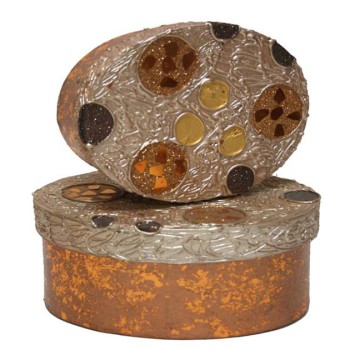 ΚΟΥΤΙ ΟΒΑΛ ΜΠΡΟΝΖΕ ΜΕ ΚΥΚΛΟΥΣ ΣΕΤ/2 (L.18x13x8cm. S.14x10,5x5,5cm.)