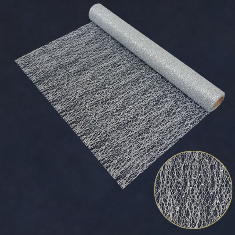 ΧΡΙΣΤΟΥΓ. ΥΦΑΣΜΑ ΑΣΗΜΙ GLITTER ΡΟΛΟ 48cm.x5yd 60/ΚΙΒ