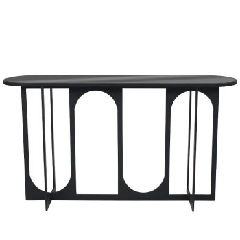 ΚΟΝΣΟΛΑ ΜΕΤΑΛΛΙΚΗ ΕΠΙΠΛΟ ΜΑΥΡΟ ΜΑΤ ΜΕ ΓΥΑΛΙ ΚΑΜΑΡΕΣ - 140x34x77.5cm 1/KIB