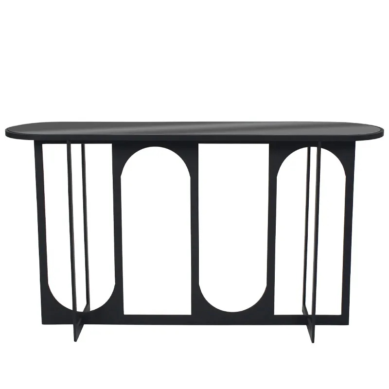 ΚΟΝΣΟΛΑ ΜΕΤΑΛΛΙΚΗ ΕΠΙΠΛΟ ΜΑΥΡΟ ΜΑΤ ΜΕ ΓΥΑΛΙ ΚΑΜΑΡΕΣ - 140x34x77.5cm 1/KIB