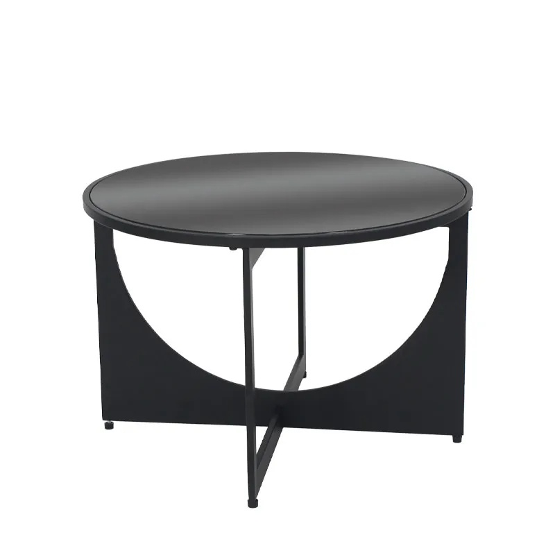 ΤΡΑΠΕΖΙ ΜΕΤΑΛΛΙΚΟ ΜΑΥΡΟ ΜΑΤ ΜΕ ΓΥΑΛΙ ΣΤΡΟΓΓΥΛΛΟ ΚΑΜΑΡΕΣ - Φ61x40cm 1/KIB