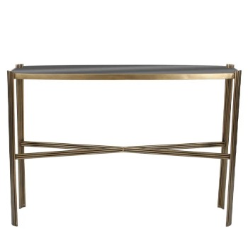 ΚΟΝΣΟΛΑ ΜΕΤΑΛΛΙΚH ΧΡΥΣΟ ΜΕ ΓΥΑΛΙ ΣΤΡΟΓΓΥΛΕΜΕΝΟ ΟΡΘΟΓΩΝΙΟ ΡΑΒΔΟΙ - 120x35.5x85cm 1/KIB