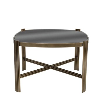 ΤΡΑΠΕΖΙ ΜΕΤΑΛΛΙΚΟ ΧΡΥΣΟ ΜΕ ΓΥΑΛΙ ΣΤΡΟΓΓΥΛΕΜΕΝΟ ΟΡΘΟΓΩΝΙΟ ΡΑΒΔΟΙ - 60x60x40cm 1/KIB