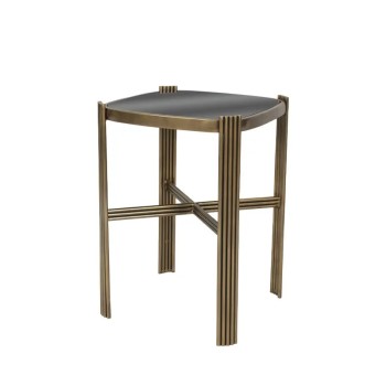 ΤΡΑΠΕΖAKI ΜΕΤΑΛΛΙΚΟ ΧΡΥΣΟ ΜΕ ΓΥΑΛΙ ΣΤΡΟΓΓΥΛΕΜΕΝΟ ΟΡΘΟΓΩΝΙΟ ΡΑΒΔΟΙ - 39x39x55cm 1/KIB