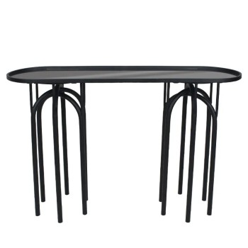 ΚΟΝΣΟΛΑ ΜΕΤΑΛΛΙΚH ΜΑΥΡΟ ΜΑΤ ΜΕ ΓΥΑΛΙ ΣΤΡΟΓΓΥΛΕΜΕΝΟ ΟΡΘΟΓΩΝΙΟ INDUSTRIAL - 120x35.5x81cm 1/KIB