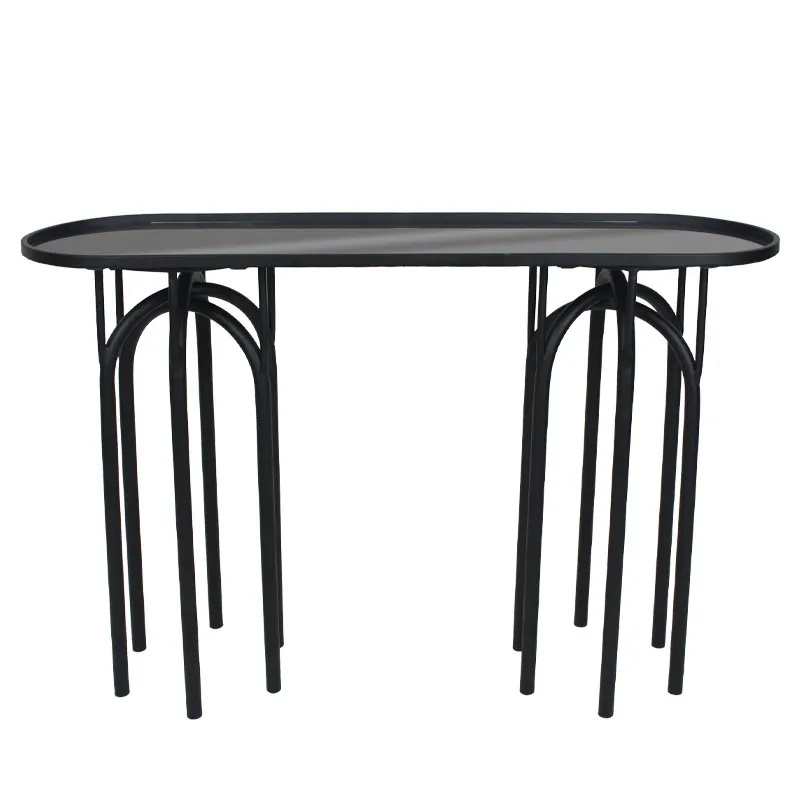 ΚΟΝΣΟΛΑ ΜΕΤΑΛΛΙΚH ΜΑΥΡΟ ΜΑΤ ΜΕ ΓΥΑΛΙ ΣΤΡΟΓΓΥΛΕΜΕΝΟ ΟΡΘΟΓΩΝΙΟ INDUSTRIAL - 120x35.5x81cm 1/KIB