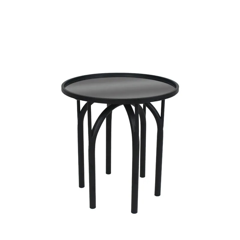 ΤΡΑΠΕΖAKI ΜΕΤΑΛΛΙΚΟ ΜΑΥΡΟ ΜΑΤ ΜΕ ΓΥΑΛΙ ΣΤΡΟΓΓΥΛΟ INDUSTRIAL - Φ40x45cm 2/KIB