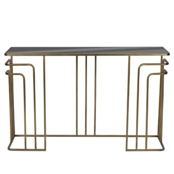 ΚΟΝΣΟΛΑ ΜΕΤΑΛΛΙΚΗ ΧΡΥΣΟ ΜΕ ΓΥΑΛΙ ΟΡΘΟΓΩΝΙΟ ART DECO - 120x32x75cm 1/KIB