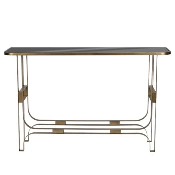 ΚΟΝΣΟΛΑ ΜΕΤΑΛΛΙΚΗ ΧΡΥΣΟ ΜΕ ΓΥΑΛΙ ΟΡΘΟΓΩΝΙΟ MODERN - 120x32x75cm 1/KIB