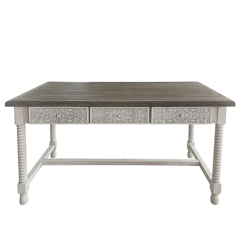 ΤΡΑΠΕΖΙ ΞΥΛΙΝΟ ΠΑΛΑΙΩΜΕΝΟ ΕΚΡΟΥ ΗΜΙΣΥΡΝΑΜΟΛΟΓΟΥΜΕΝΟ   - 160x80x80cm 1/ΚΙΒ