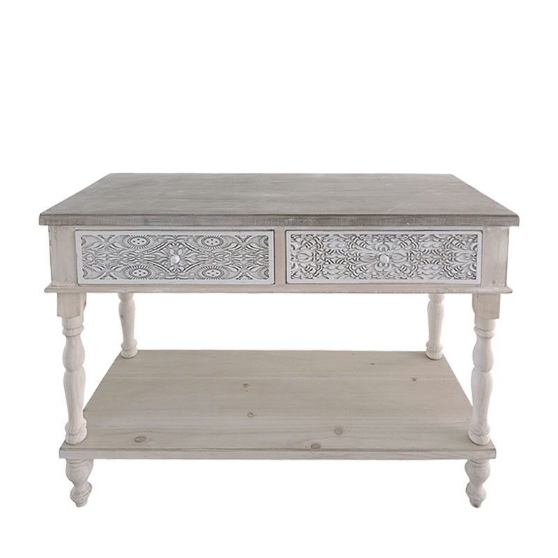 ΞΥΛΙΝΗ ΔΙΑΚΟΣΜΗΤΙΚΗ ΚΟΝΣΟΛΑ ΠΑΛΑΙΩΜΕΝΟ ΗΜΙΣΥΡΝΑΜΟΛΟΓΟΥΜΕΝΟ   - 100x40x77cm 1/ΚΙΒ