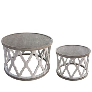 ΞΥΛΙΝΑ ΤΡΑΠΕΖΑΚΙΑ ΣΕΤ/2  ΣΤΡΟΓΓΥΛΑ - L:80x52.5, S:59.5x44.5cm 1/ΚΙΒ