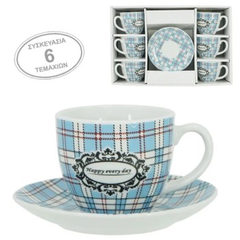 ΦΛΥΤΖΑΝΙΑ ΤΣΑΓΙΟΥ ΜΠΛΕ ΚΑΡΩ ΣΕΤ/6 - Φ8x6.5cm