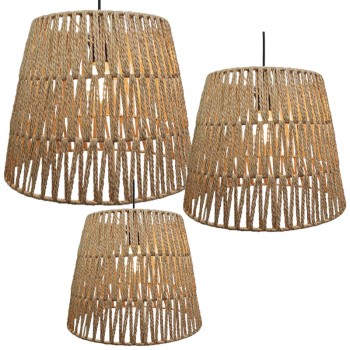 ΚΑΠΕΛΑ ΦΩΤΙΣΤΙΚΟΥ ΣΕΤ/3 ΟΡΟΦΗΣ ΚΡΕΜΑΣΤΟ ΚΑΦE ΜΕ ΣΧΟΙΝΙ ΚΑΙ ΠΛΕΞΗ - L:40.5x29.5, M:35.5x24, S:30.5x19 20ΚΙΒ