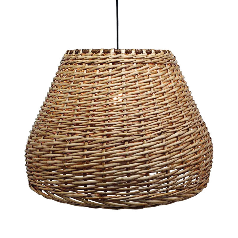 ΚΑΠΕΛΟ ΦΩΤΙΣΤΙΚΟΥ ΟΡΟΦΗΣ ΚΡΕΜΑΣΤΟ ΚΑΦΕ ΨΑΘΙΝΟ ΜΕ ΠΛΕΞΗ ΚΑΛΑΘΙΟΥ - Φ49x37cm 30ΚΙΒ