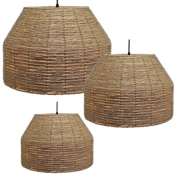 ΚΑΠΕΛΑ ΦΩΤΙΣΤΙΚΟΥ ΣΕΤ/3 ΟΡΟΦΗΣ ΚΡΕΜΑΣΤΟ ΚΑΦΕ ΜΕ ΠΛΕΞΗ ΚΑΛΑΘΙΟΥ - L:Φ45x30.5, M:Φ40.5x25.5, S:Φ35.5x20.5cm 40ΚΙΒ