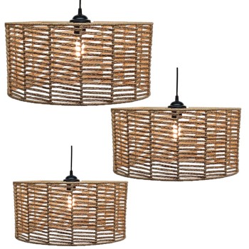 ΚΑΠΕΛΑ ΦΩΤΙΣΤΙΚΟΥ ΣΕΤ/3 ΟΡΟΦΗΣ ΚΡΕΜΑΣΤΟ ΚΑΦΕ ΜΕ ΣΧΟΙΝΙ - L:45.5x22.5, M:40x19.3, S:35x16.3cm 20ΚΙΒ