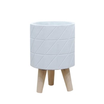 ΚΑΣΠΩ ΛΕΥΚΟ ΤΣΙΜΕΝΤENIO ΠΟΛΥΓΩΝΟ ME ΞΥΛΙΝΑ ΠΟΔΙΑ Φ16x15.5/23.5cm 6/ΚΙΒ