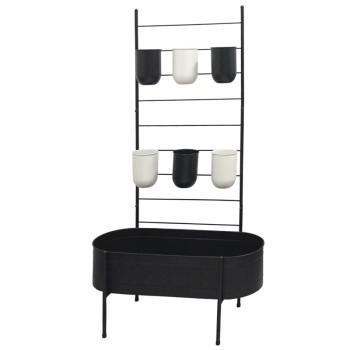 ΜΕΤΑΛΛΙΚΟ ΜΑΥΡΟ ΖΑΡΝΤΙΝΙΕΡΑ-ΣΤΑΝΤ ΜΕ ΓΛΑΣΤΡΕΣ - 81.3x35.5x152.5cm 2/ΚΙΒ