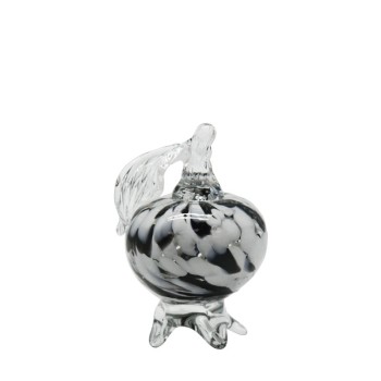 ΡΟΔΙ ΑΠΟ ΦΥΣΗΤΟ ΓΥΑΛΙ ΜΕ ΑΣΠΡΕΣ-ΜΑΥΡΕΣ ΒΟΥΛΕΣ - Φ6x10cm 18/ΚΙΒ