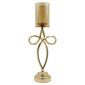 ΜΕΤΑΛΛΙΚΟ ΚΗΡΟΠΗΓΙΟ ΧΡΥΣΟ ΦΙΟΓΚΟΣ ΜΕ ΓΥΑΛΙ - 19x13x55cm 6/KIB