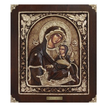 ΞΥΛΙΝΗ ΕΙΚΟΝΑ -ΒΕΝΕΤΣΙΑΝΙΚΗ (ΜΕ ΑΝΘΗ)- ΑΝΑΓΛΥΦΗ ΜΕ ΦΥΛΛΑ ΧΡΥΣΟΥ - 32x36.5cm