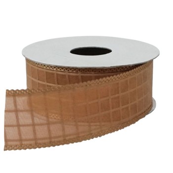 ΚΟΡΔΕΛΑ ΟΡΓΑΝΤΖΑ ΜΕ ΚΑΡΩ ΚΑΦΕ ΠΛ.3.8cm M.10yd