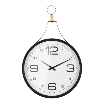 ΩΡΟΛΟΪ ΤΟΙΧΟΥ ΜΑΥΡΟ/ΛΕΥΚΟ ΣΤΡΟΓΓΥΛΟ ΜΕ ΓΥΑΛΙ & ΜΕΤΑΛΛΙΚΟ ΚΡΙΚΟ - 40x62x6cm 4/ΚΙΒ