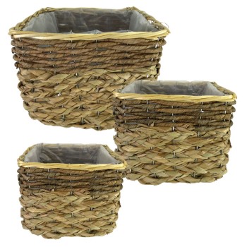 ΚΑΛΑΘΙ ΚΑΣΠΩ ΨΑΘΑ ΣΕΤ/3 ΦΥΣΙΚΟ/ΚΑΦΕ ΤΕΤΡΑΓΩΝΟ - L:25.5x25.5x20, M:20.5x20.5x17, S:15.5x15.5x15cm 8/KIB