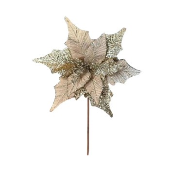 ΧΡΙΣΤΟΥΓΕΝΙΑΤΙΚΟ ΠΙΚ ΑΛΕΞΑΝΔΡΙΝΟ ΜΠΕΖ/ΧΡΥΣΟ ΓΚΛΙΤΕΡ - Φ34cm Υ30cm 360/ΚΙΒ