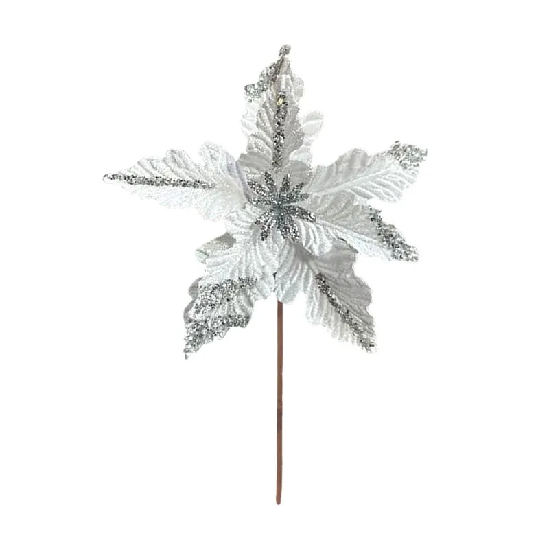 ΧΡΙΣΤΟΥΓΕΝNΙΑΤΙΚΟ ΠΙΚ ΑΛΕΞΑΝΔΡΙΝΟ ΛΕΥΚΟ/ΑΣΗΜΙ ΜΕ ΓΚΛΙΤΕΡ - Φ35cm Υ30cm 360/ΚΙΒ