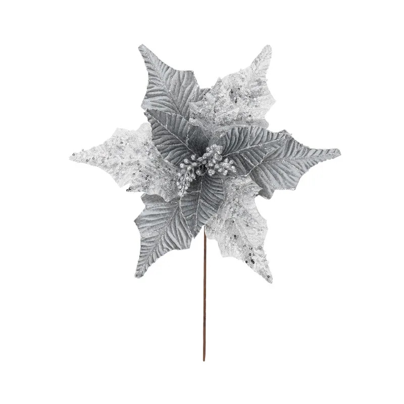 ΧΡΙΣΤΟΥΓΕΝΝΙΑΤΙΚΟ ΠΙΚ ΑΛΕΞΑΝΔΡΙΝΟ ΑΣΗΜΙ ΜΕ ΓΚΛΙΤΕΡ - Φ34cm Υ30cm 360/ΚΙΒ