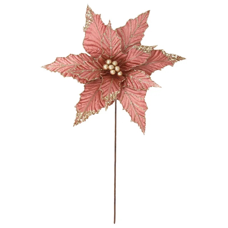 ΧΡΙΣΤΟΥΓΕΝΝΙΑΤΙΚΟ ΠΙΚ ΑΛΕΞΑΝΔΡΙΝΟ ΣΑΠΙΟ ΜΗΛΟ/ΧΡΥΣΟ ΜΕ ΓΚΛΙΤΕΡ - Φ32cm Υ50cm 360/ΚΙΒ