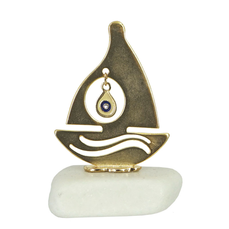 ΓΟΥΡΙ ΕΠΙΤΡAΠΕΖΙΟ ΣΕ ΠΕΤΡΑ ΛΕΥΚΗ - ΚΑΡΑΒΙ ΔΑΚΡΥ ΜΑΤΙ ΧΡΥΣΟ - Y10cm