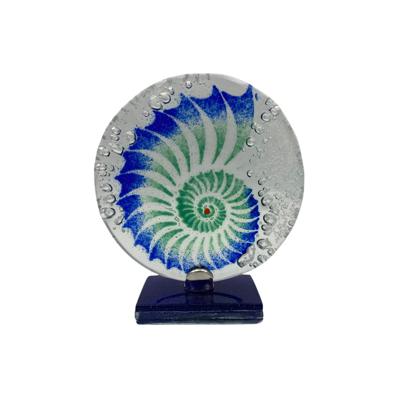 ΕΠΙΤΡΑΠΕΖΙΟ ΓΟΥΡΙ ΚΟΧΥΛΙ ΣΕ ΦΥΣΗΤΟ ΓΥΑΛΙ ΤΥΡΚΟΥΑΖ/ΜΠΛΕ - Υ44 cm