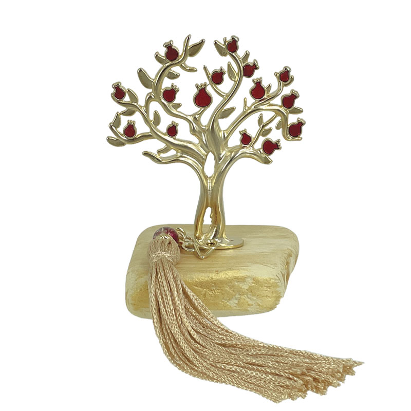 ΕΠΙΤΡΑΠΕΖΙΟ ΓΟΥΡΙ ΧΡΥΣΟ ΔΕΝΤΡΟ ΡΟΔΙΑ ΣΕ ΠΕΤΡΙΝΗ ΒΑΣΗ & ΕΚΡΟΥ ΦΟΥΝΤΑ - Υ12cm