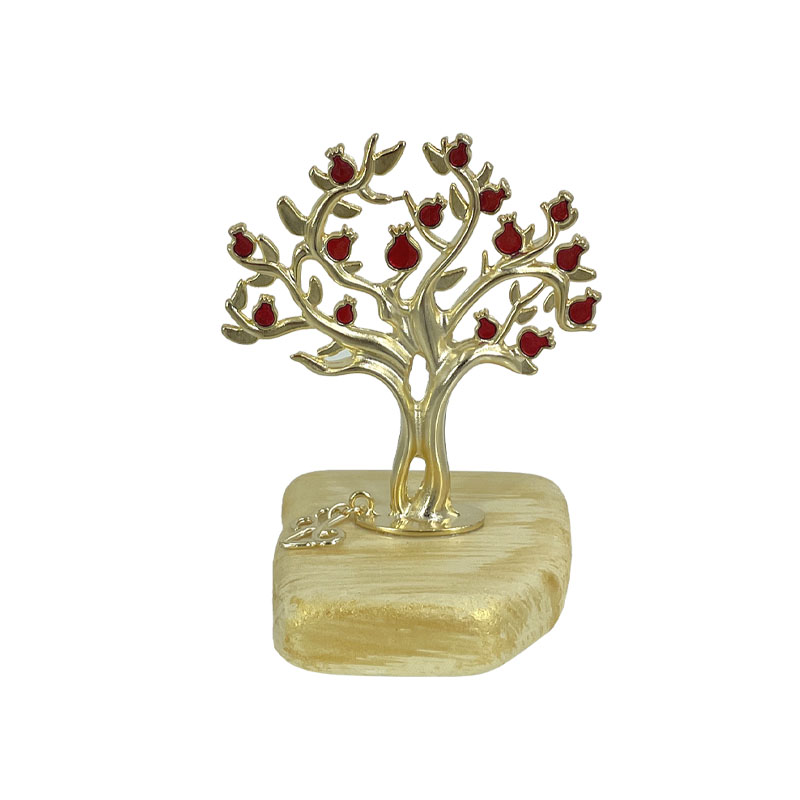 ΕΠΙΤΡΑΠΕΖΙΟ ΓΟΥΡΙ ΧΡΥΣΟ ΔΕΝΤΡΟ ΡΟΔΙΑ ΣΕ ΠΕΤΡΙΝΗ ΒΑΣΗ - Υ12cm