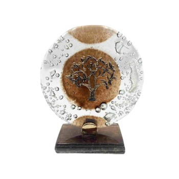 ΕΠΙΤΡAΠΕΖΙΟ ΔΙΑΚΟΣΜΗΤΙΚΟ ΓΟΥΡΙ ΕΛΙΑ ΧΡΥΣΟ ΣΕ ΦΥΣΗΤΟ ΓΥΑΛΙ ΚΑΦΕ/ΛΕΥΚΟ - Υ12cm