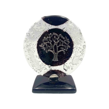 ΕΠΙΤΡAΠΕΖΙΟ ΔΙΑΚΟΣΜΗΤΙΚΟ ΓΟΥΡΙ ΕΛΙΑ ΑΣΗΜΙ ΣΕ ΦΥΣΗΤΟ ΓΥΑΛΙ ΜΑΥΡΟ/ΛΕΥΚΟ - Υ12cm