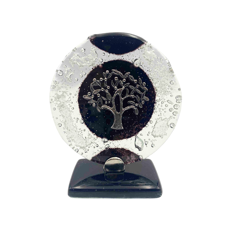 ΕΠΙΤΡAΠΕΖΙΟ ΔΙΑΚΟΣΜΗΤΙΚΟ ΓΟΥΡΙ ΕΛΙΑ ΑΣΗΜΙ ΣΕ ΦΥΣΗΤΟ ΓΥΑΛΙ ΜΑΥΡΟ/ΛΕΥΚΟ - Υ12cm