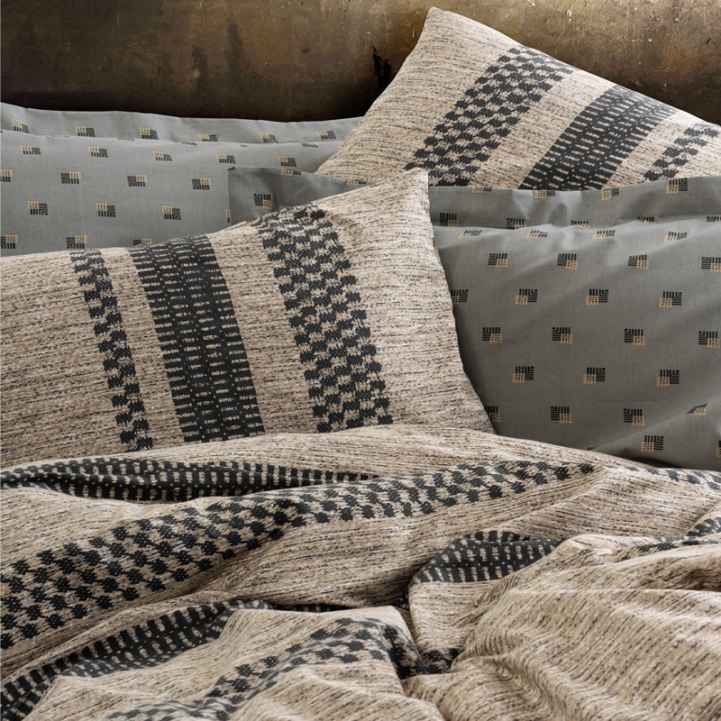 Σετ παπλωματοθήκη Arlo Cotton Box 3 τμχ Μονή (160x220) χρώμα καφέ - γκρι