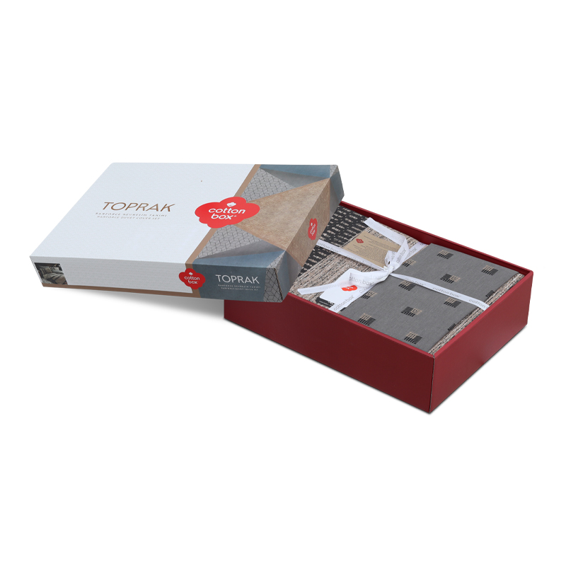 Σετ παπλωματοθήκη Arlo Cotton Box 3 τμχ Μονή (160x220) χρώμα καφέ - γκρι