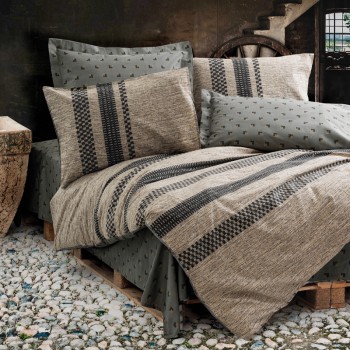 Σετ παπλωματοθήκη Arlo Cotton Box 4 τμχ Διπλή (200x220) χρώμα καφέ - γκρι