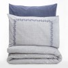 Σετ παπλωματοθήκη Nitsa Cotton Box 3 τμχ Μονή (160x220) χρώμα σκούρο μπλε - γκρι