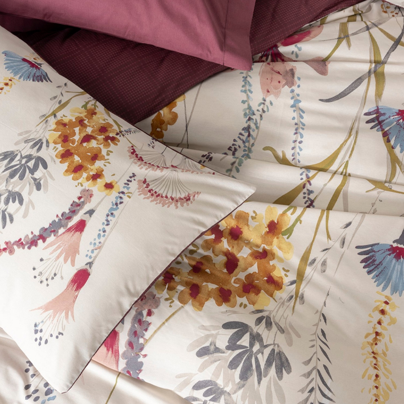 Σετ παπλωματοθήκη Flos Cotton Box 3 τμχ Μονή (160x220) χρώμα μπορντώ